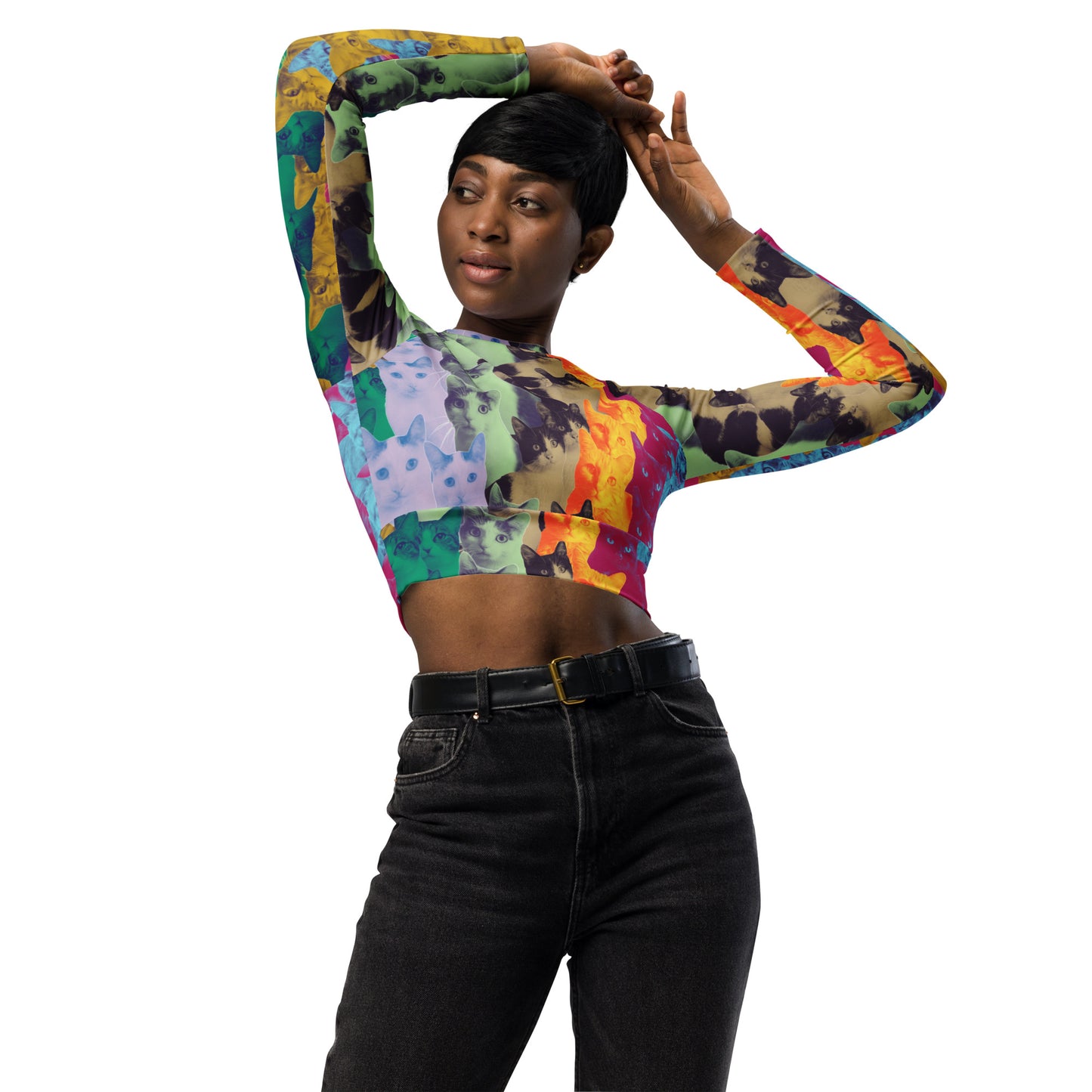 GOOD CAT -  Rainbow Rescue Recycled Long-sleeve Crop Top